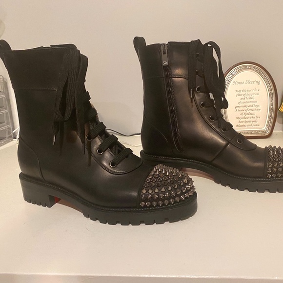 Spiked toe combat boots